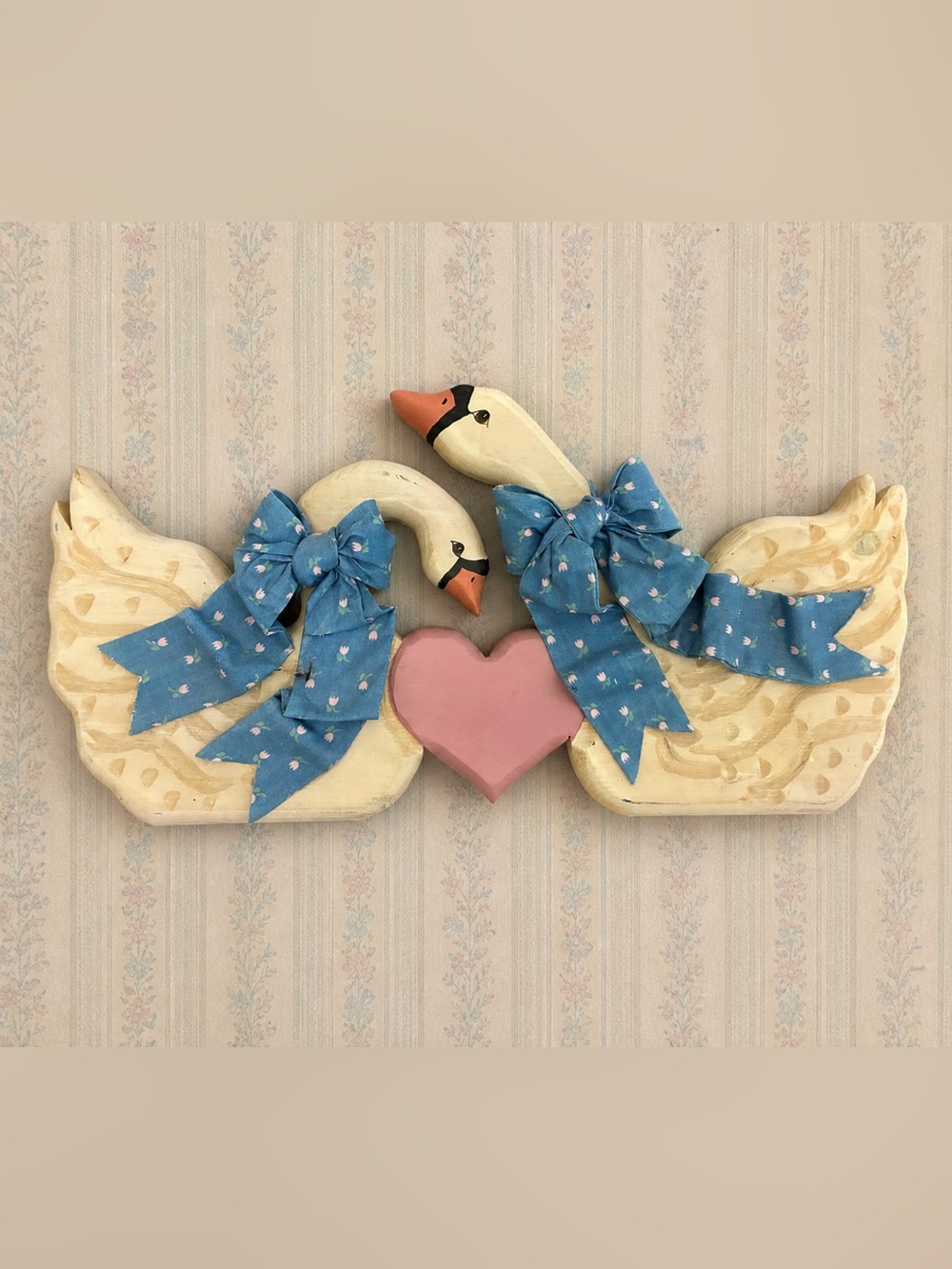 Vintage Cottage Core Double Geese Wooden Wall Hanging